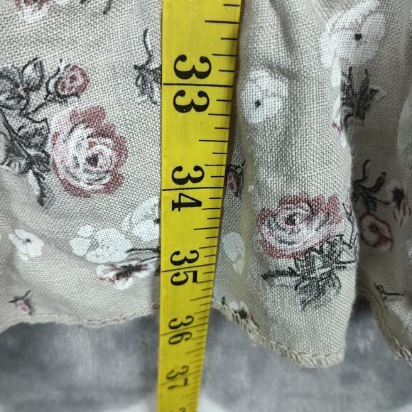 Tera Bora Cottage Dress Womens Small Beige Linen Floral Pockets Ruffle Prairie - Picture 7 of 11